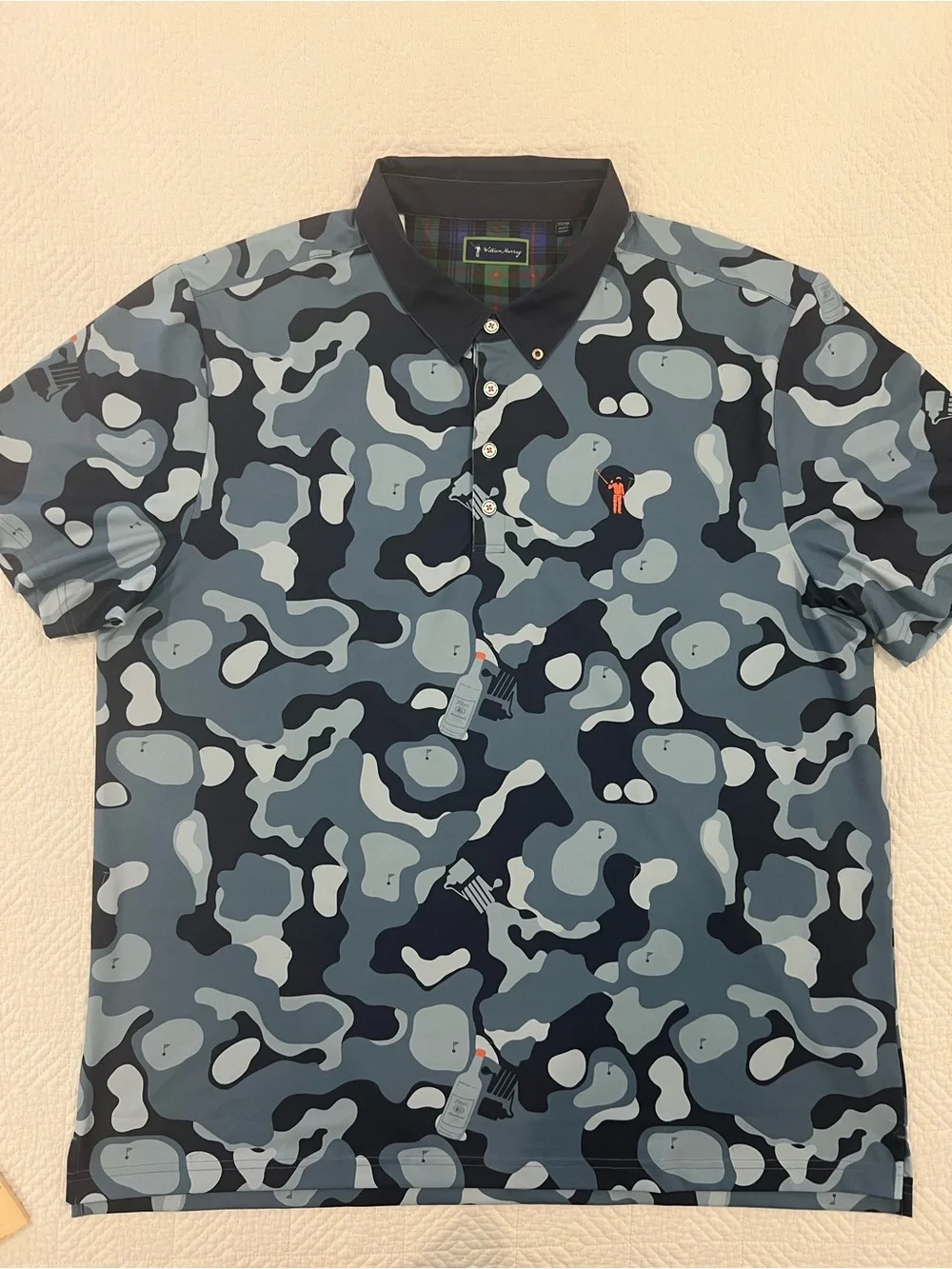 William Murray Golf Men’s 2XL Tito’s Vodka Blue Gray Camo Performance Golf Shirt - Picture 2 of 5